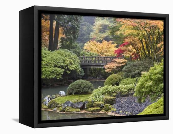 Moon Bridge, Portland Japanese Garden, Oregon, USA-William Sutton-Framed Stretched Canvas