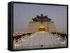 Moon, Chiang Kaishek Memorial Hall Park in Evening, Taipei City, Taiwan-Christian Kober-Framed Stretched Canvas