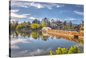 Moon Embracing Pagoda with Suocui Bridge in Lijiang, Yunnan, China, Asia-Andreas Brandl-Stretched Canvas