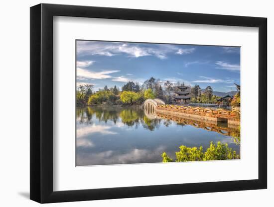 Moon Embracing Pagoda with Suocui Bridge in Lijiang, Yunnan, China, Asia-Andreas Brandl-Framed Photographic Print