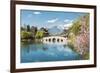 Moon Embracing Pavilion and Suocui Bridge at Black Dragon Pool in Jade Spring Park, Lijiang, Yunnan-Andreas Brandl-Framed Photographic Print