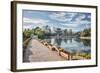 Moon Embracing Pavilion and Suocui Bridge at Black Dragon Pool, Lijiang, Yunnan, China, Asia-Andreas Brandl-Framed Photographic Print