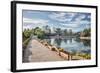 Moon Embracing Pavilion and Suocui Bridge at Black Dragon Pool, Lijiang, Yunnan, China, Asia-Andreas Brandl-Framed Photographic Print