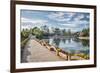 Moon Embracing Pavilion and Suocui Bridge at Black Dragon Pool, Lijiang, Yunnan, China, Asia-Andreas Brandl-Framed Photographic Print