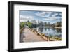 Moon Embracing Pavilion and Suocui Bridge at Black Dragon Pool, Lijiang, Yunnan, China, Asia-Andreas Brandl-Framed Photographic Print