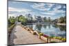 Moon Embracing Pavilion and Suocui Bridge at Black Dragon Pool, Lijiang, Yunnan, China, Asia-Andreas Brandl-Mounted Photographic Print