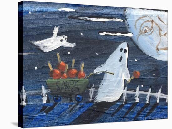Moon Face Ghosts on Halloween-sylvia pimental-Stretched Canvas