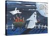 Moon Face Ghosts on Halloween-sylvia pimental-Stretched Canvas