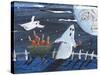 Moon Face Ghosts on Halloween-sylvia pimental-Stretched Canvas