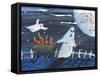 Moon Face Ghosts on Halloween-sylvia pimental-Framed Stretched Canvas