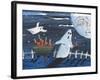 Moon Face Ghosts on Halloween-sylvia pimental-Framed Art Print