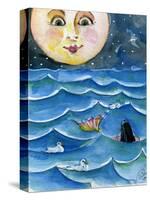 Moon Face Mermaid in The Sea-sylvia pimental-Stretched Canvas