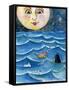 Moon Face Mermaid in The Sea-sylvia pimental-Framed Stretched Canvas