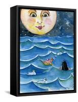 Moon Face Mermaid in The Sea-sylvia pimental-Framed Stretched Canvas