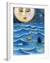 Moon Face Mermaid in The Sea-sylvia pimental-Framed Art Print