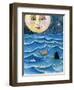 Moon Face Mermaid in The Sea-sylvia pimental-Framed Art Print