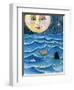 Moon Face Mermaid in The Sea-sylvia pimental-Framed Art Print