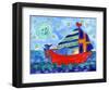 Moon Fish and Star Sailing-Deborah Cavenaugh-Framed Art Print