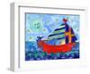 Moon Fish and Star Sailing-Deborah Cavenaugh-Framed Art Print