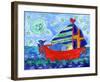 Moon Fish and Star Sailing-Deborah Cavenaugh-Framed Art Print