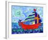 Moon Fish and Star Sailing-Deborah Cavenaugh-Framed Art Print