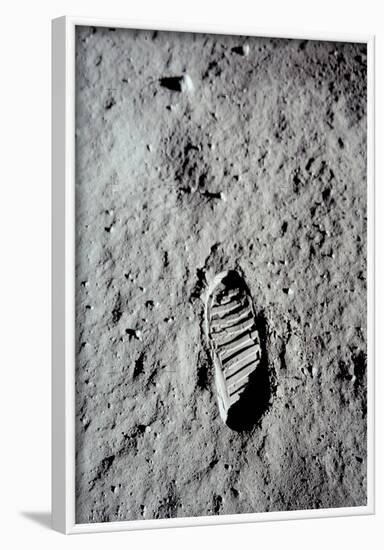 Moon Footprint (Buzz Aldrin Bootprint) Art Poster Print-null-Framed Poster