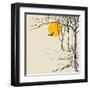 Moon in the Forest Sketch-Danussa-Framed Art Print