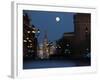 Moon is Seen over the Red Square in Moscow with the St. Basil Cathedral in the Background-null-Framed Photographic Print