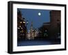 Moon is Seen over the Red Square in Moscow with the St. Basil Cathedral in the Background-null-Framed Photographic Print