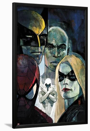 Moon Knight No.6 Cover: Ms. Marvel, Spider-Man, War Machine, Moon Knight, Luke Cage, and Wolverine-Alex Maleev-Lamina Framed Poster