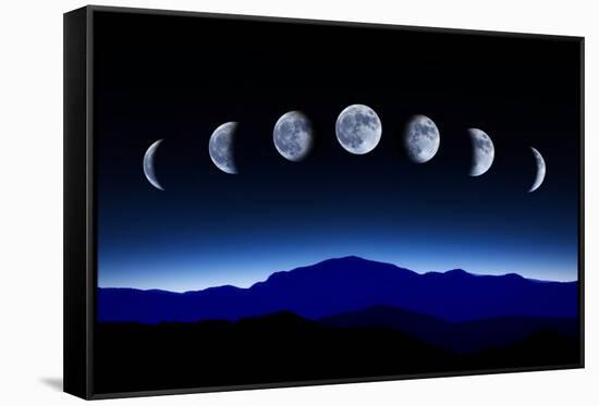 Moon Lunar Cycle in Night Sky, Time-Lapse Concept-Kagenmi-Framed Stretched Canvas