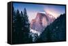 Moon Magic Behind Half Dome, Yosemite National Park, Hiking Outdoors-Vincent James-Framed Stretched Canvas