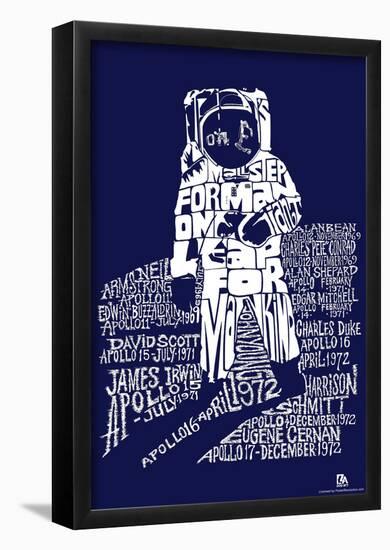 Moon Mission Astronauts Text Poster-null-Framed Poster