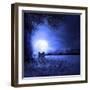 Moon Night And Wolf-Ata Alishahi-Framed Giclee Print