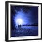 Moon Night And Wolf-Ata Alishahi-Framed Giclee Print