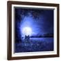 Moon Night And Wolf-Ata Alishahi-Framed Giclee Print