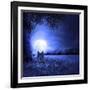 Moon Night And Wolf-Ata Alishahi-Framed Giclee Print