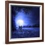 Moon Night And Wolf-Ata Alishahi-Framed Giclee Print