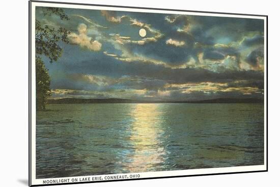 Moon on Lake Erie, Conneaut, Ohio-null-Mounted Art Print