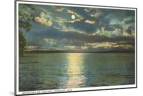 Moon on Lake Erie, Conneaut, Ohio-null-Mounted Art Print