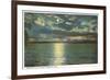 Moon on Lake Erie, Conneaut, Ohio-null-Framed Premium Giclee Print