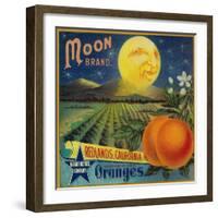 Moon Orange Label - Redlands, CA-Lantern Press-Framed Art Print