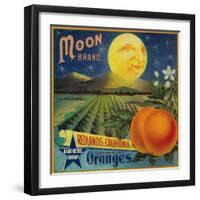 Moon Orange Label - Redlands, CA-Lantern Press-Framed Art Print