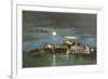 Moon over Alcatraz, San Francisco, California-null-Framed Art Print