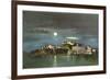 Moon over Alcatraz, San Francisco, California-null-Framed Art Print