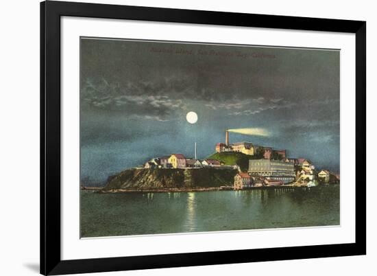 Moon over Alcatraz, San Francisco, California-null-Framed Art Print