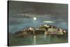 Moon over Alcatraz, San Francisco, California-null-Stretched Canvas