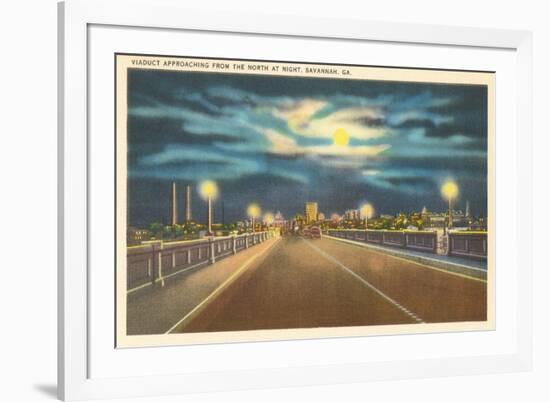 Moon over Bridge, Savannah, Georgia-null-Framed Art Print