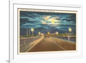Moon over Bridge, Savannah, Georgia-null-Framed Art Print