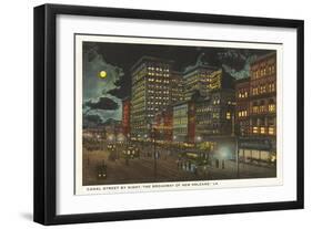 Moon over Canal Street, New Orleans, Louisiana-null-Framed Art Print